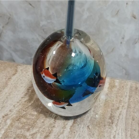RARE Murano PEN HOLDER Paperweight Angel Fish Hand Blown Glass Tropical Collect - Picture 1 of 12